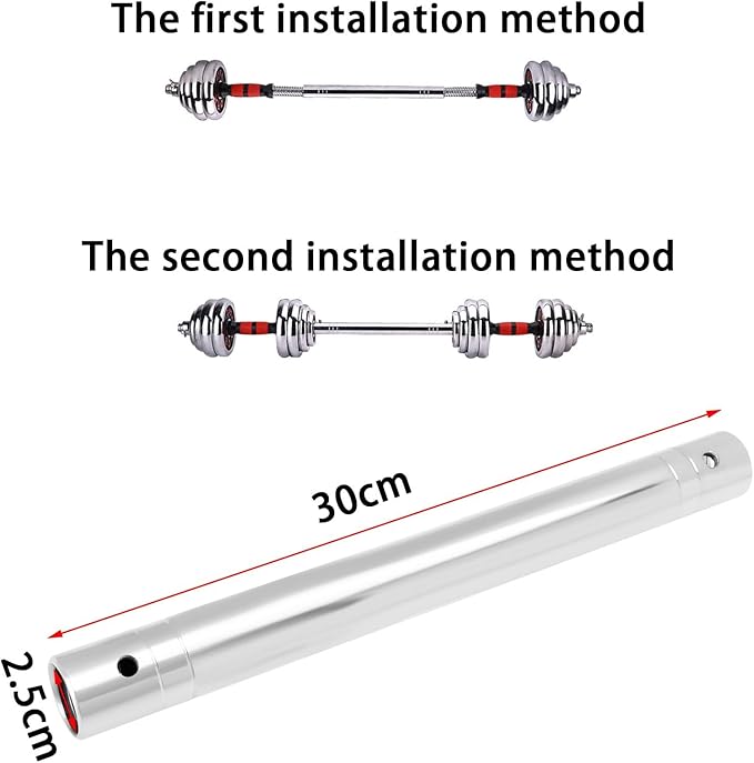 Create idea Dumbbell Connector Bar Dumbbell Pure Steel Connector Barbell Connector Bar Spin-Lock Dumbbell Connector with Bolts Wrench