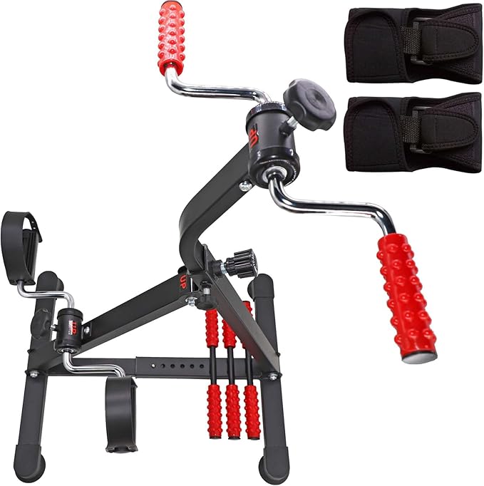 Pedal Exerciser Bike Hand Arm Leg and Knee Peddler Adjustable Fitness Equipment for Seniors, Elderly Home Dual Pedal Exercise Bike for Total Body