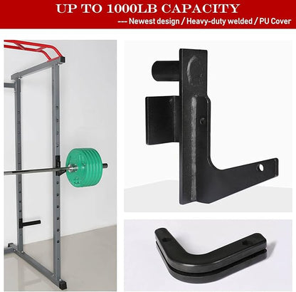 SYL Fitness 2x2 J-Hooks Power Rack Attachment Barbell Holder/Squat Rack Accessories J Cups, Pin Dia Available in 1", 1/2" and 3/4"