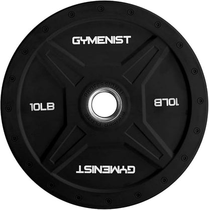 GYMENIST Bumper Plates is Made for 2 Inch Olympic Bars, Available from 10 LB up to 55 LB Black Or Multi Color Premium Commercial Gym