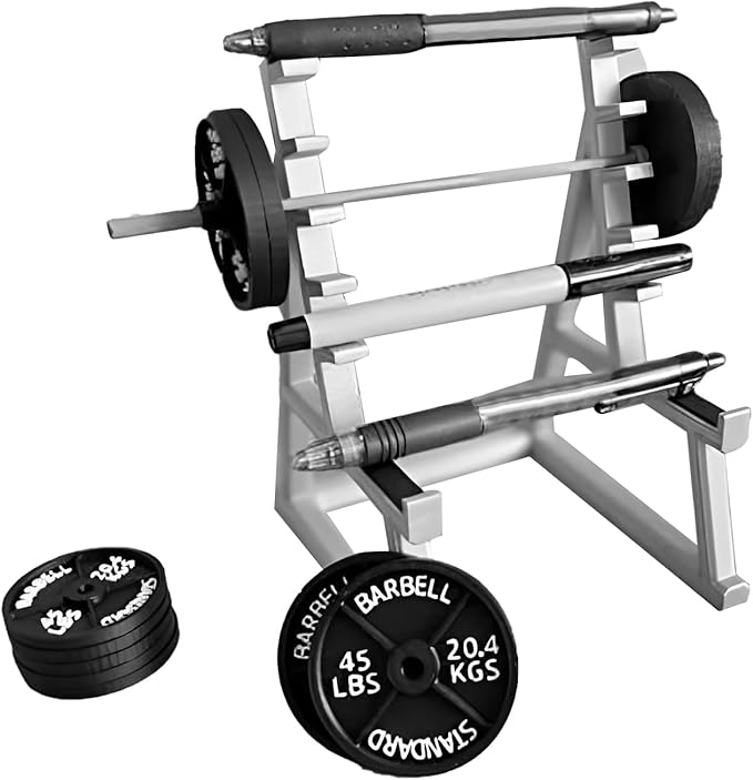 Squat Rack Pen Holder, 2023 Funny Barbell Rack Pen Holder, Mini Squat Rack Ornaments with Barbells and Weights, Barbell Rack Ornaments for Fitness and Weightlifting Fans