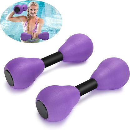 Aquatic Dumbells,2Pcs Foam Water Weights Aerobic Exercise Fitness Equipment Dumbbells, Pool Resistance Swimming Training for Adults/Kids/Men/Women Weight Loss, Beginner Swimming Training, Purple