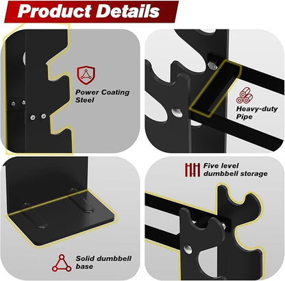 Dumbbell Rack Stand Only 5 Tier 450LBS Capacity 8-30 LBS