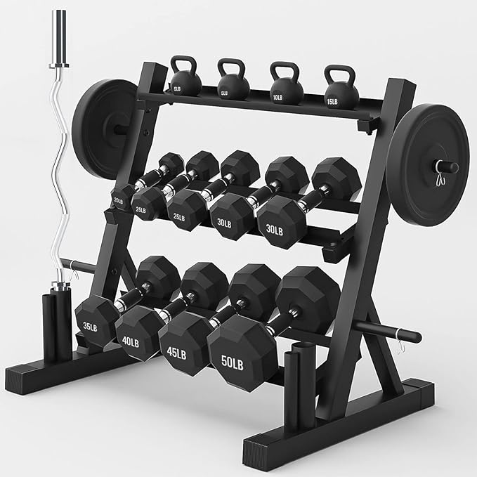 Dumbbell Rack Multifunctional Weight Stand for Home Gym Suitable for Storage of Dumbbell, Weight Plates, and Curl Bar