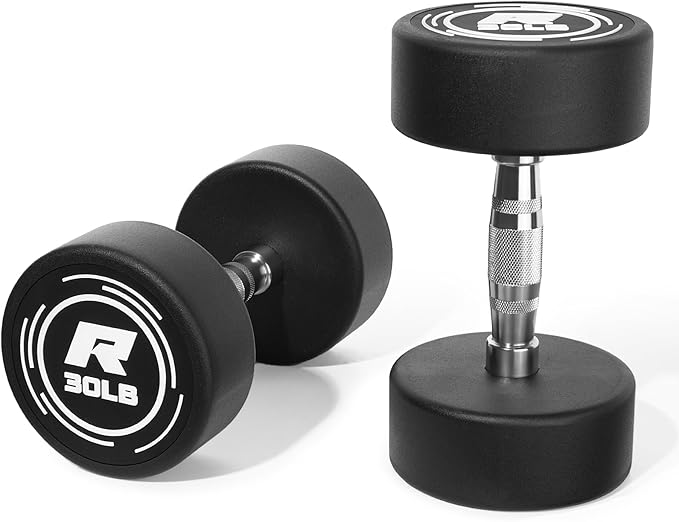 Ritfit 5-250 LBS PVC Encased Round Dumbbell sets with Knurled Handle and Optional Rack, Strength Training Equipment for Home Gym