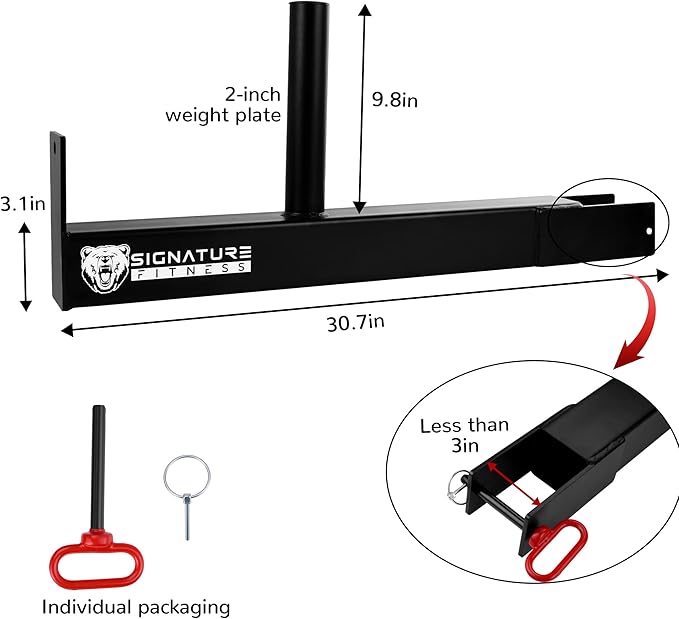 Signature Fitness Plate Loaded Lever Arm Attachment for Power Racks and Squat Stands Wall Mounted, Black