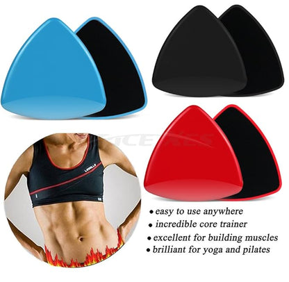 2 x Dual Sided Gliding Discs Exercise Sliders Core Sliders Fitness Ultimate Trainer Gym Home Abdominal & Total Full Body Workout Equipment on ALL surfaces Slide & Glide Exercises (Red, Triangle)