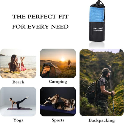 CHARS Microfiber Camping Towels Super Absorbent, Quick Dry Towel Sports Towel Beach Towel (63"x30") with a Carrying Bag Ultra Compact Gym Towel for Beach, Hiking, Travel, Gym, Pool, Yoga, Swimming