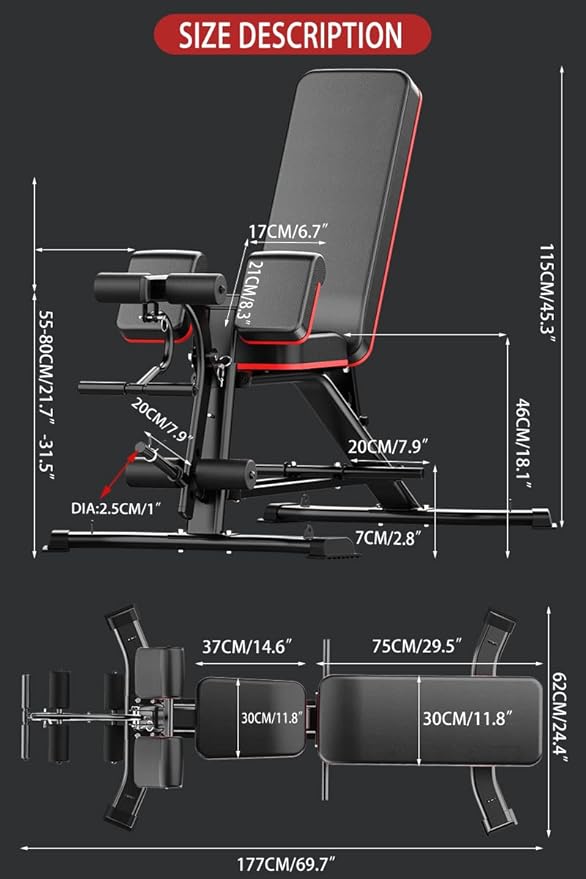 Utility Weight Bench with Leg Extension - Multi-Position Adjustable Bench for Strength Training, Dumbbell Exercise and Ab Workouts