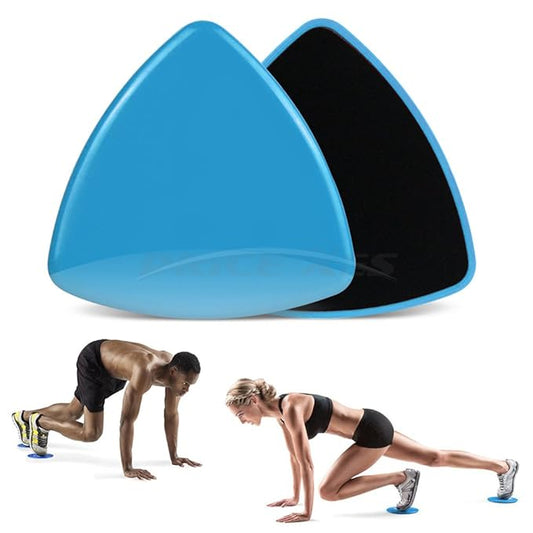 2 x Dual Sided Gliding Discs Exercise Sliders Core Sliders Fitness Ultimate Trainer Gym Home Abdominal & Total Full Body Workout Equipment on ALL surfaces Slide & Glide Exercises (Blue, Triangle)