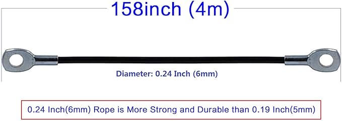 Fitness Pulley Cable 118/157 / 197/236 Inch, LAT Pulldown Cable Replacement Gym Thick 6mm for Pulley System Cable Machine Accessories, PU Coating Steel Wire Rope with Stopper Ball