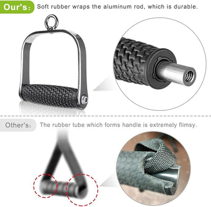 Heavy Duty Double D Handle, V Bar Cable Attachment, Row Attachment for Cable Machine, Non-Slip and Comfortable, Solid Aluminum Alloy Grip, Cable Machine Accessories for Home Gym…