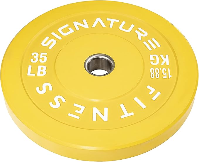 Signature Fitness 2" Olympic Bumper Plate Weight Plates with Steel Hub, 35LB Single, Colored