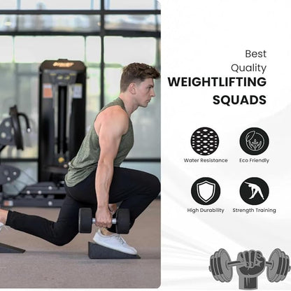 Squat Wedge Block 2 Pack - Non Slip Heel Elevated Squat Wedge and Calf Raise Block - Slant Board for Squat Weight Lifting,Calf Stretcher