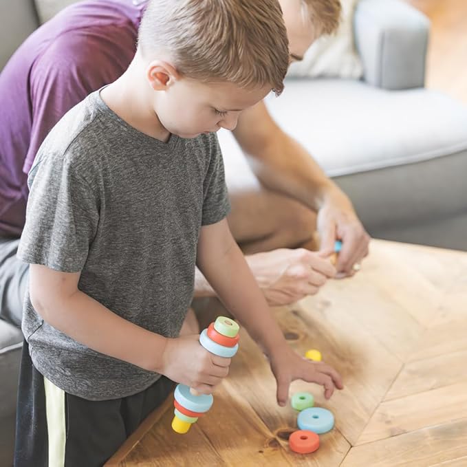 Kids Wooden Toy Dumbbell Set: Colorful Toddler Workout Equipment - Fun Exercise Weights for Children - Safe and Durable Kids Weight Set - Active Play and Fitness Habits - 2pc Kids Gym