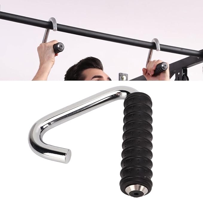 Fitness Handle Grip, C Shaped Fitness Handle Grip Hook, Soft Rubber Wrapped Training Pull Bar for Pull-up Bars, Resistance Bands, Barbells