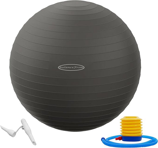 Anti-Burst and Slip Resistant Exercise Ball Yoga Ball Fitness Ball Birthing Ball with Quick Pump, 2,000-Pound Capacity, Multiple Colors and Sizes