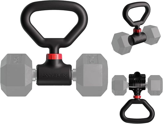 Jayflex Hyperbell Dumbbell Converter - Convert Dumbbells to Barbell Set and Kettlebell for Home Fitness - Adjustable & Up to 200 lb Capacity Weight Barbell for Weight Lifting