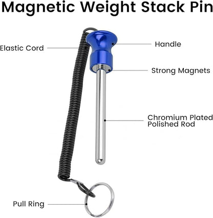 Weight Stack Pin,Universal Magnetic Weight Pin with Pull Rope Strength Training Equipment for Commercial Gym or Home Gym | Pin Insert | Heavy Duty | Health Club Grade Steel Gym Accessories (Blue)