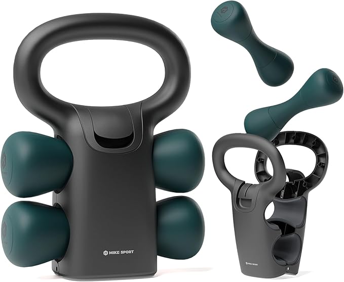 2 in 1 Variable Kettlebell for Beginners dumbbells,5LB, 10LB, 10LB, 12LB, 12LB, Adjustable