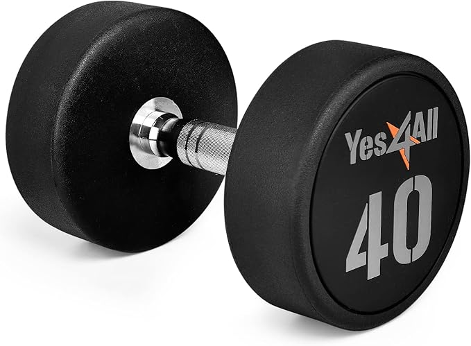 Yes4All Urethane Dumbbells with Anti-Slip Knurled Handle 5-50LBS for Muscle Building - Sold Individually