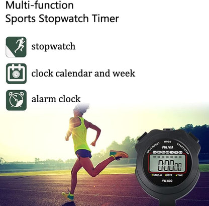 Sports Stopwatch Timer Single Lap Split Digital Stopwatch for Coaches Swimming Running Sport Training Stopwatch, Yellow