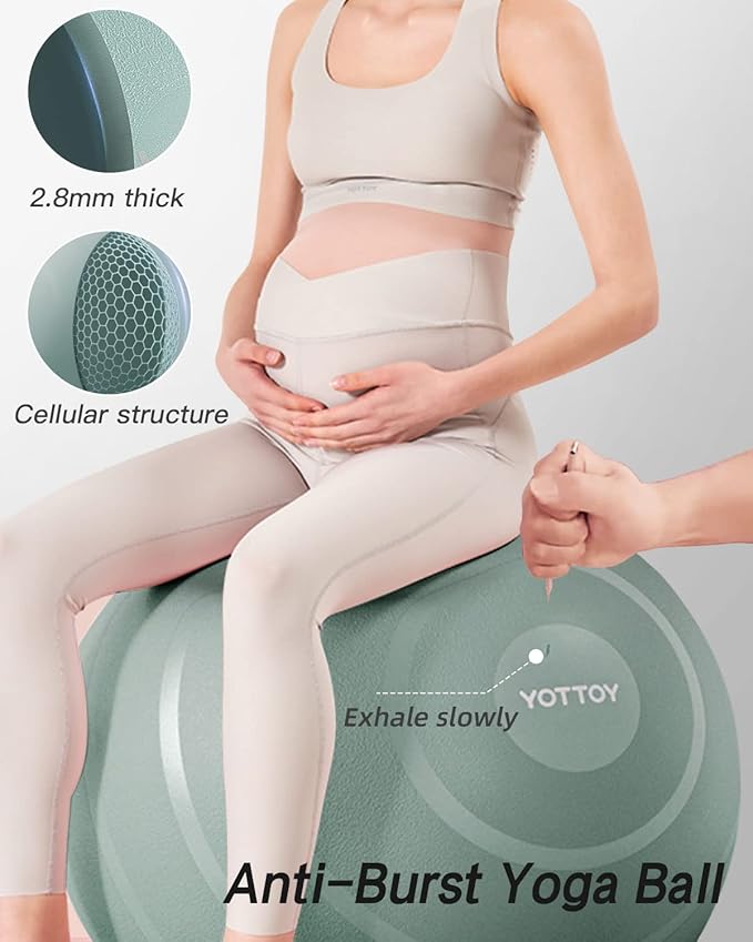 Anti-Burst Exercise Ball for Working Out, Yoga Ball for Pregnancy,Extra Thick Workout Ball for Physical Therapy,Stability Ball for Ball Chair Fitness with Pump