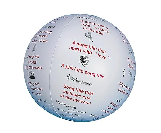 S&S Worldwide Toss 'n Talk-About Ball, Music. Beach Ball Style Ball, 24" Flat Diameter. Conversation Starting Ball that Encourages Sharing – Memories, Opinions, and Laughter. Includes Activity Guide.