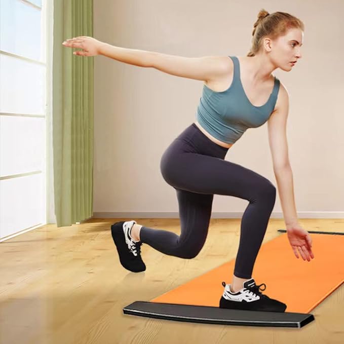 Slide Board with End Stops - Workout Board for Fitness Training with Shoe Booties and Carrying Bag