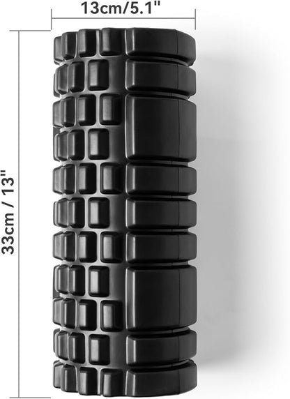 Foam Roller for Deep Tissue Massager, 13" High Density Exercise Patented Roller for Muscle Massage and Myofascial Trigger Point Release Back Roller for Fitness, Yoga and Pilates (Black)