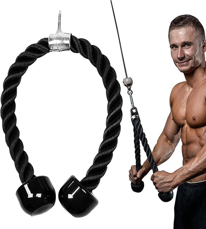 Taeku Tricep Rope, Exercise Cable Machine Attachment Heavy Duty Long Handle Nylon Rope With hook Solid Rubber Ends For Gym Home