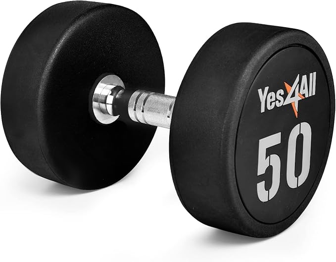 Yes4All Urethane Dumbbells with Anti-Slip Knurled Handle 5-50LBS for Muscle Building - Sold Individually