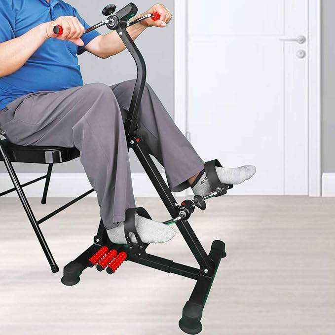 Pedal Exerciser Bike Hand Arm Leg and Knee Peddler Adjustable Fitness Equipment for Seniors, Elderly Home Dual Pedal Exercise Bike for Total Body