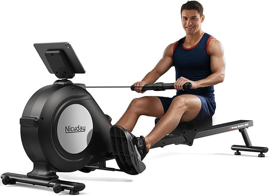 Niceday Magnetic Rowing Machine, Quiet Rowing Machines for Home with 350lb Weight Capacity, 16 Levels Adjustable Resistance, Foldable Rower with Tablet Holder, Bluetooth&App Compatible