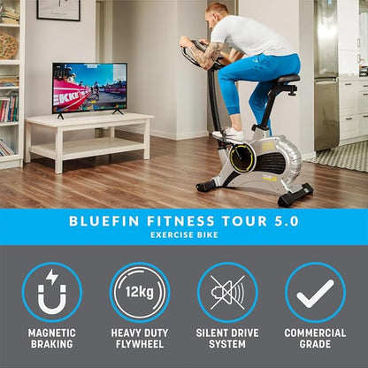 Bluefin Fitness TOUR 5.0 Exercise Bike Home Gym Equipment & Exercise Machine,Bluetooth & App, Ultimate Fat Loss, Get Fit at Home