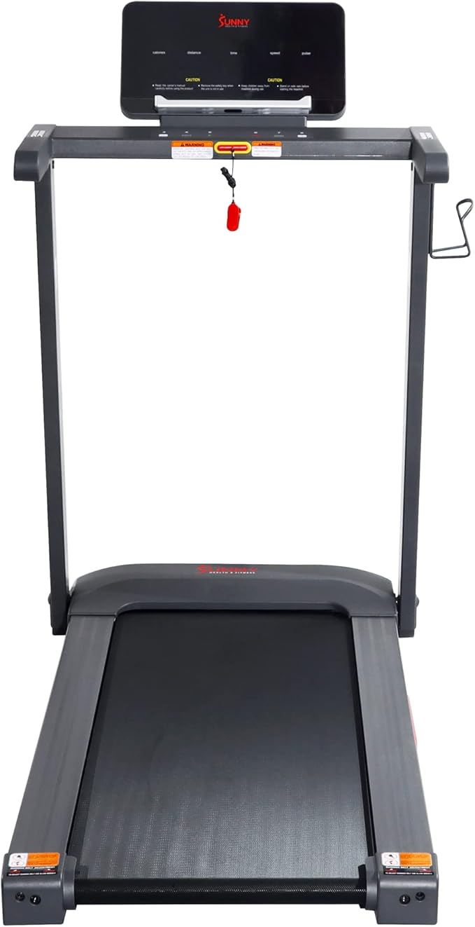 Sunny Health & Fitness Interactive Slim Folding Treadmill with Advanced Brushless Technology, Enhanced Stabilization, Exclusive SunnyFit App Bluetooth Connectivity, Optional 12-Level Auto Incline