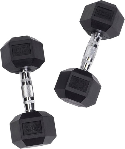 Body-Solid Rubber Coated Hexagon Dumbbells, Hand Weights For Men and Women, Weights Dumbbell for Strength Training, Body Building Home Gym Training Gear