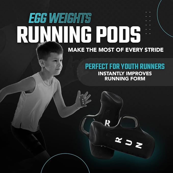 YOUTH Gripped Running Pods Handheld Weights Set Ergonomic with Anti-Slip Silicone Grip for Kids. PERFECT for Youth Sports Training - 2 Pods, 0.5 lbs each