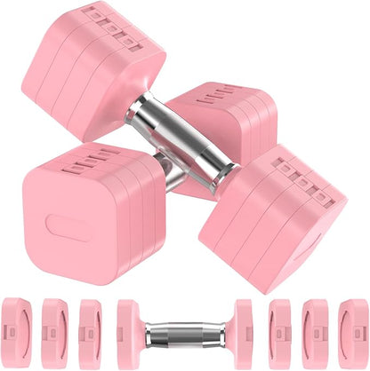 Adjustable Dumbbells Set of 2, Adjustable Weight Dumbbells with 4 Levels 4.4lb, 6.6lb, 8.8lb, 11lb, Hand Weights Sets for Women/Men Home Gym Full Body Workout