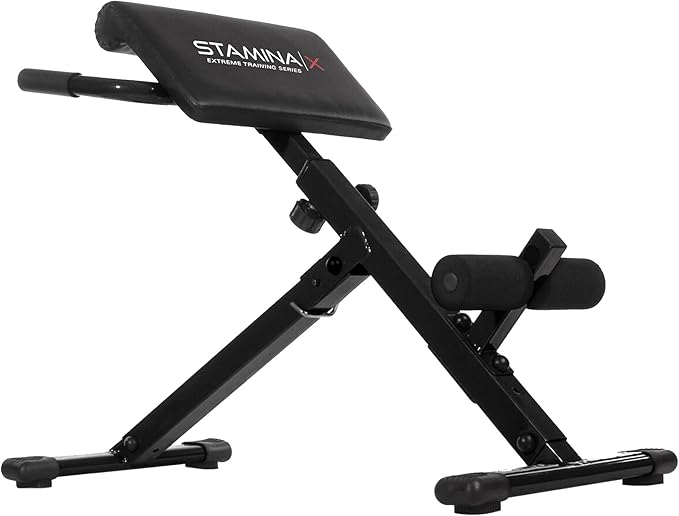 Stamina X Adjustable Ab, Back, and Core Strength Exercise, Sit-Up Fitness Hyperextension Weight Bench for At-Home Workouts