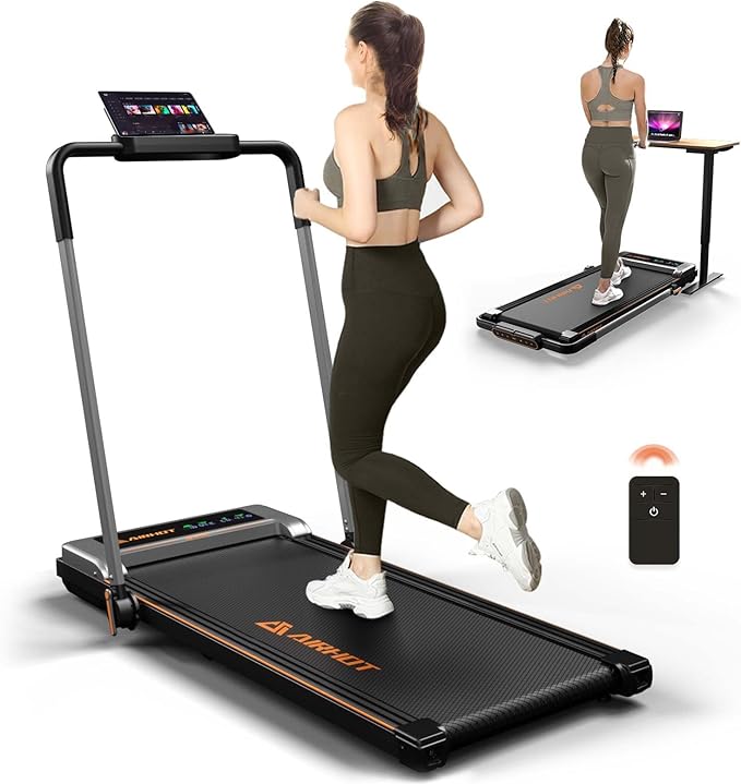 Walking Pad Treadmill, 2.5HP Under Desk Treadmill with Remote Control & LED Display, Quiet Desk Treadmill for Compact Space, Portable Treadmill for Home Office Use