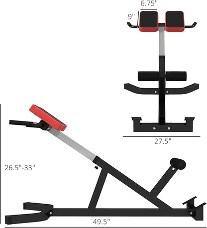 Soozier Roman Chair Back Extension Machine, Height Adjustable Hyperextension Bench with Dip Bars, Multi-Functional for Back, Core, Arms and Whole-Body Training