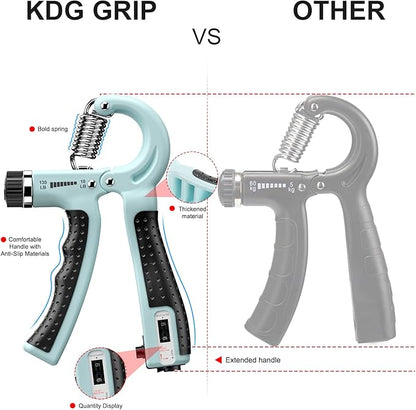 KDG Hand Grip Strengthener 2 Pack Adjustable Resistance 10-130 lbs Forearm Exerciser，Grip Strength Trainer for Muscle Building and Injury Recovery for Athletes