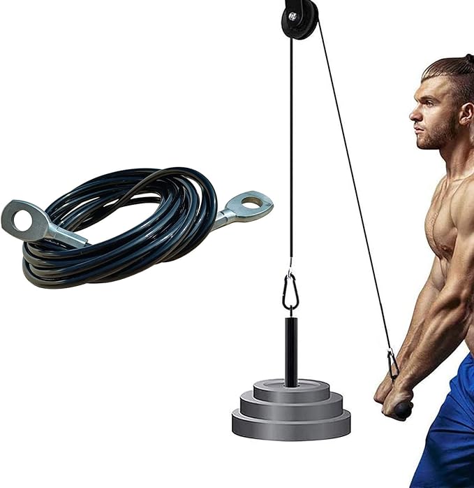 Fitness Pulley Cable 118/157 / 197/236 Inch, LAT Pulldown Cable Replacement Gym Thick 6mm for Pulley System Cable Machine Accessories, PU Coating Steel Wire Rope with Stopper Ball