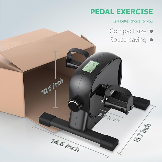 Under Desk Bike Pedal Exerciser for Arm/Leg Exercise - Portable Mini Exercise Bike Desk Cycle, Leg Exerciser for Home/Office Workout