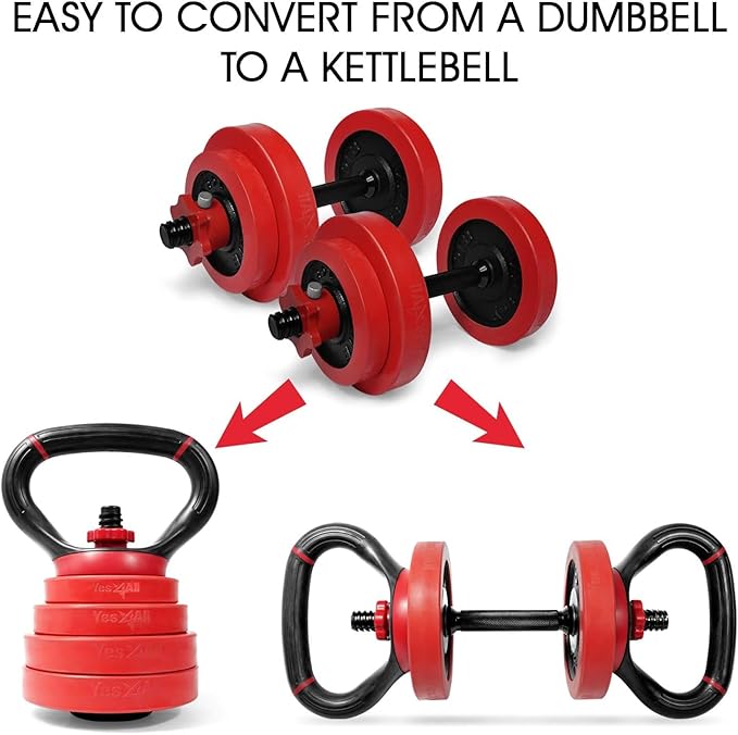 Yes4All Adjustable Kettlebell Handle for Weight Plates, Dumbbell Converter for Strength Training Kettlebells, Home Gym