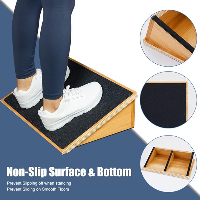 StrongTek Slant Board for Knees Over Toes, Training Incline Board for Squats, 1000 Lbs Weight Capacity, Wooden Incline Boards with Non-Slip Surface for Calf Stretch, Weightlifting, Fitness