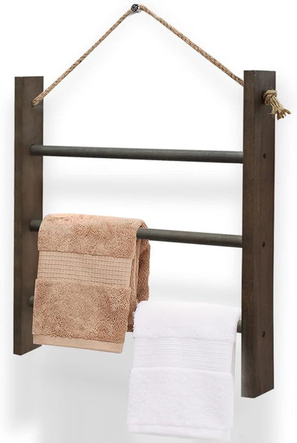 Towel Ladder for Bathroom, Blanket Ladders for The Living Room Hanging Blanket Ladder Rustic Decorative Ladder for Blankets Ladder Hand Towel Rack(Elegant Grey)