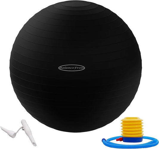 Anti-Burst and Slip Resistant Exercise Ball Yoga Ball Fitness Ball Birthing Ball with Quick Pump, 2,000-Pound Capacity, Multiple Colors and Sizes