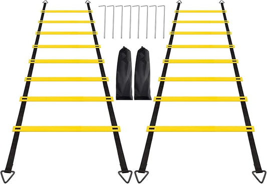 1/2/4 Pack Agility Ladder Set, 8 Rungs/12 Rungs Agility Ladder Set, Training Ladder with Steel Stakes and Carry Bag for Soccer, Speed Fitness Feet Training